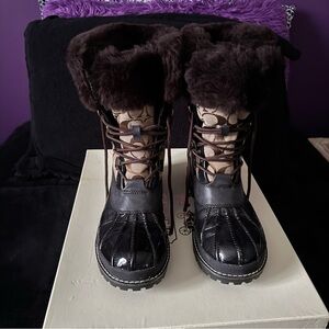 Coach Leonora Brown Snow Boots Size 10